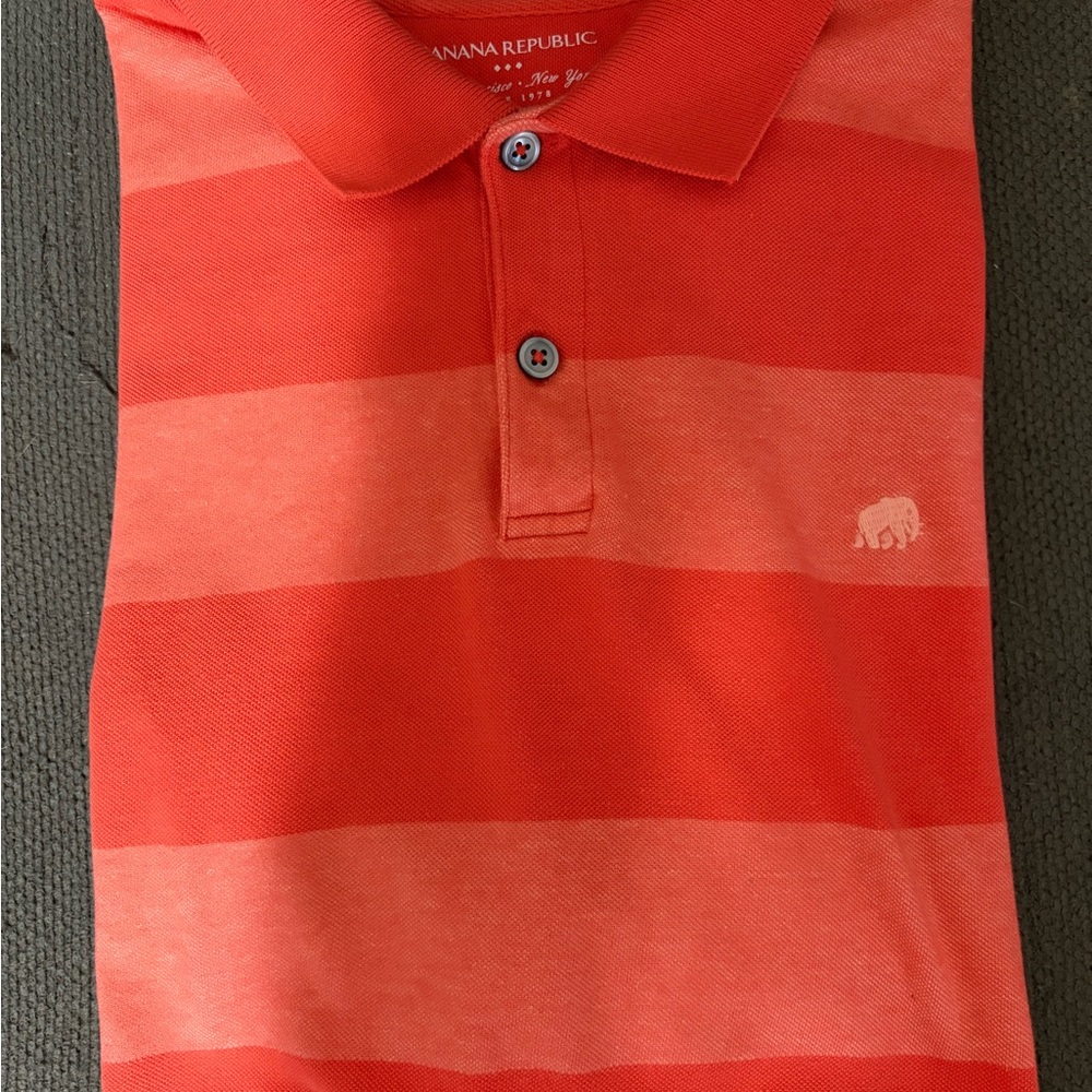 Banana Republic Menand Coral Striped Polo
